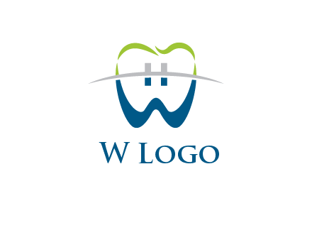 teeth made of letter w logo