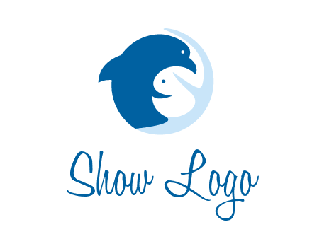 circle dolphin hugging fish and starfish logo