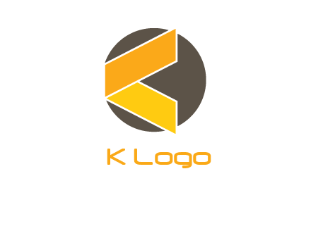 ribbon inside circle forming letter K logo