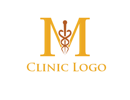 medical sign between letter M logo