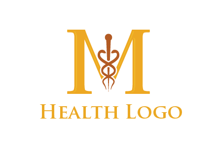 medical sign between letter M logo