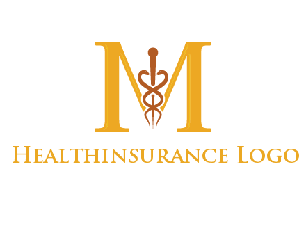 medical sign between letter M logo