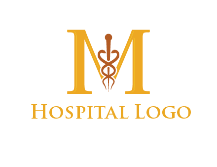 medical sign between letter M logo