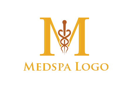 medical sign between letter M logo