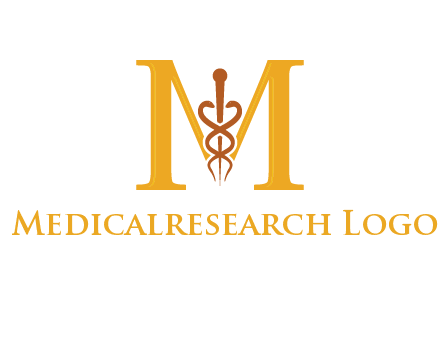 medical sign between letter M logo