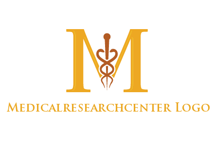 medical sign between letter M logo