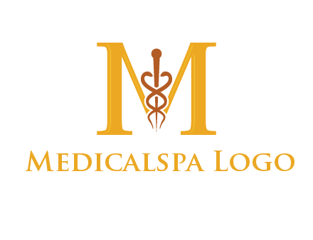 medical sign between letter M logo