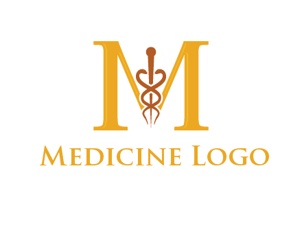 medical sign between letter M logo