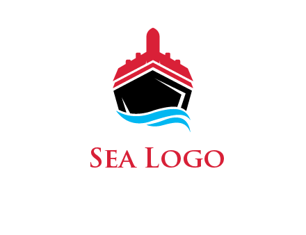 ship incorporated with airplane with waves logo