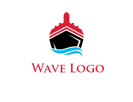 ship incorporated with airplane with waves logo