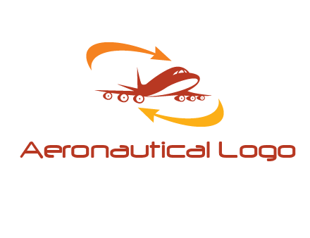 arrow swooshes around airplane logo