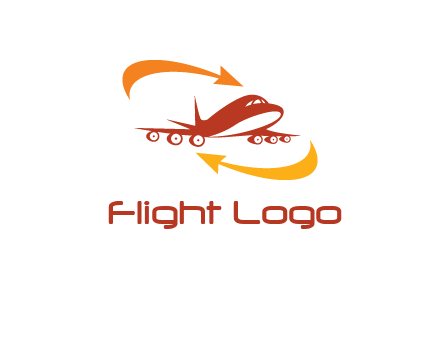 arrow swooshes around airplane logo