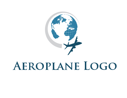 airplane making swoosh around the globe logo