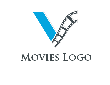 Letter V with film wheel logo