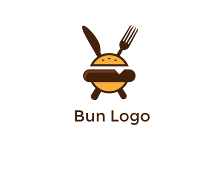 burger with fork and knife logo