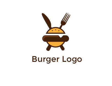 burger with fork and knife logo