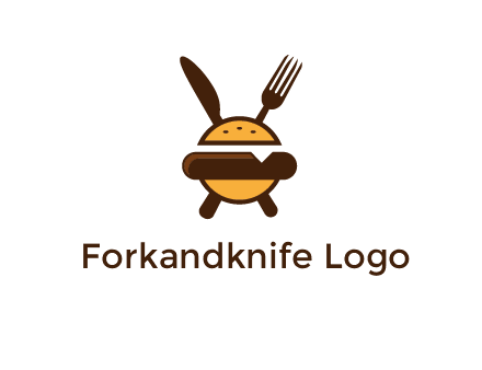 burger with fork and knife logo