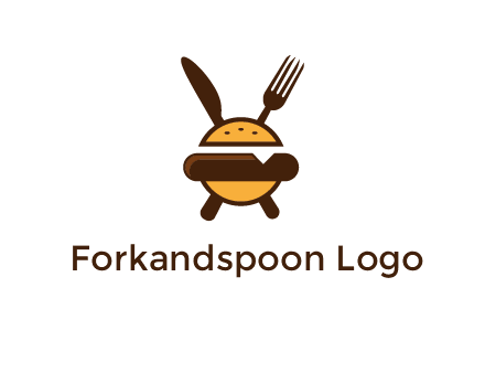 burger with fork and knife logo