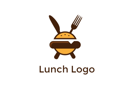 burger with fork and knife logo