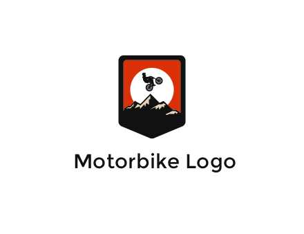 jumping bike and mountain emblem