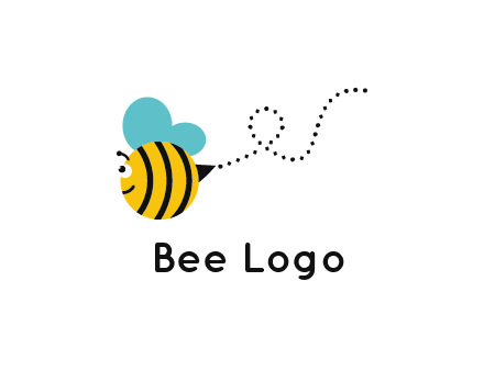 flying and smiling honey bee logo