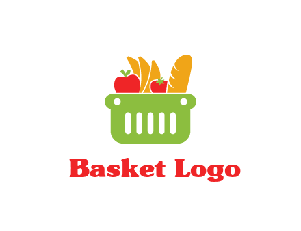 grocery in basket illustration