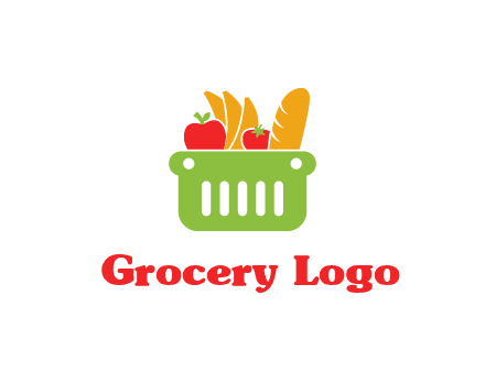 grocery in basket illustration