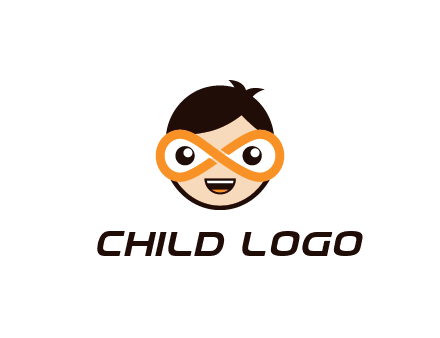 child face with infinity mask logo