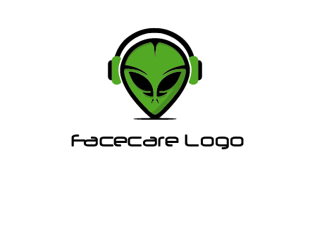 alien face with headphones logo