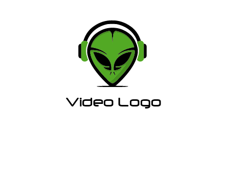 alien face with headphones logo