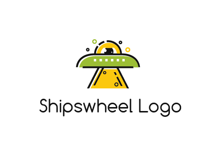 alien eye and spaceship logo