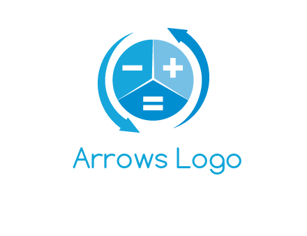 arrows around the circle with mathematical symbols logo