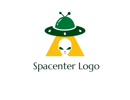 alien in the spaceship logo