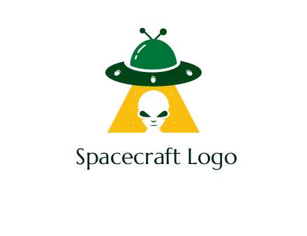 alien in the spaceship logo