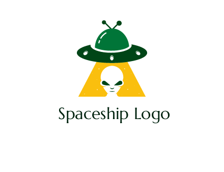 alien in the spaceship logo