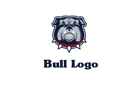 angry bulldog with red collar illustration