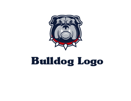 angry bulldog with red collar illustration