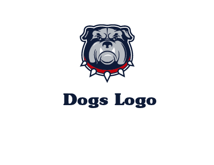 angry bulldog with red collar illustration