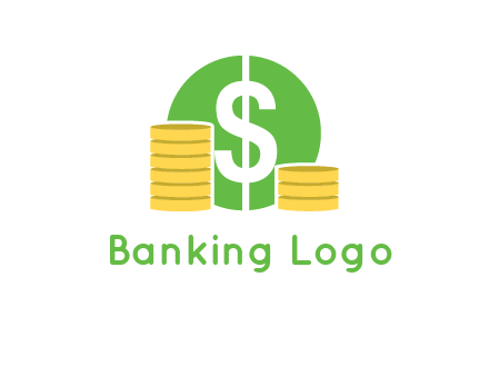 dollar sign inside circle with coins logo