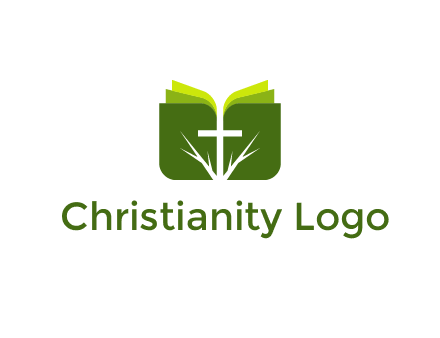 cross and leaves logo