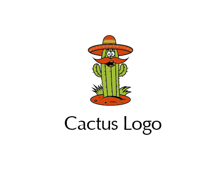 cactus with sombrero and mustache illustration