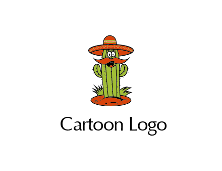 cactus with sombrero and mustache illustration