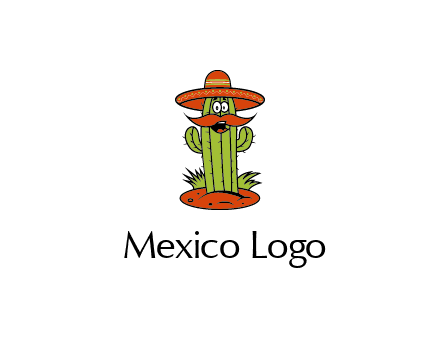 cactus with sombrero and mustache illustration