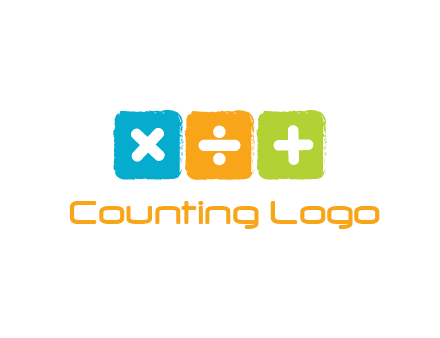 mathematical symbols in squares shape logo