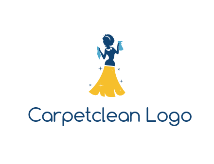 cleaning woman with broom logo