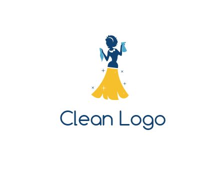 cleaning woman with broom logo