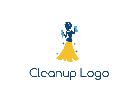 cleaning woman with broom logo