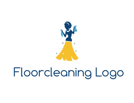 cleaning woman with broom logo