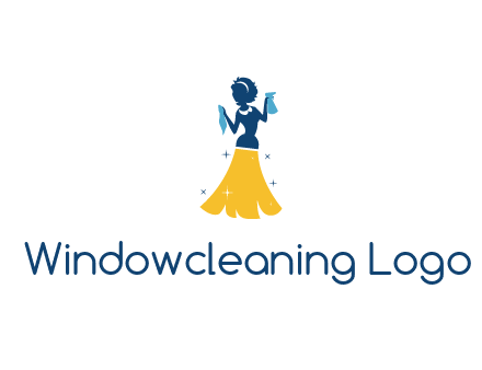 cleaning woman with broom logo