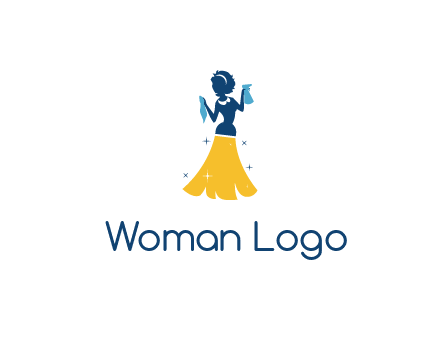 cleaning woman with broom logo